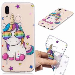 Glasses Unicorn Clear Varnish Soft Phone Back Cover for Huawei P20 Lite
