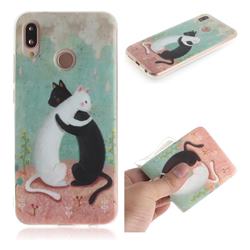 Black and White Cat IMD Soft TPU Cell Phone Back Cover for Huawei P20 Lite