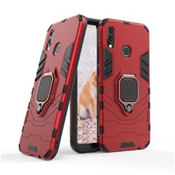 Black Panther Armor Metal Ring Grip Shockproof Dual Layer Rugged Hard Cover for Huawei P20 Lite - Red