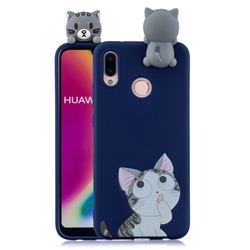 Big Face Cat Soft 3D Climbing Doll Soft Case for Huawei P20 Lite