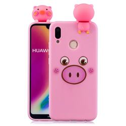 Small Pink Pig Soft 3D Climbing Doll Soft Case for Huawei P20 Lite