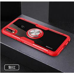 Acrylic Glass Carbon Invisible Ring Holder Phone Cover for Huawei P20 Lite - Charm Red