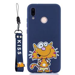 Blue Cute Cat Soft Kiss Candy Hand Strap Silicone Case for Huawei P20 Lite