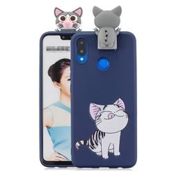 Grinning Cat Soft 3D Climbing Doll Stand Soft Case for Huawei P20 Lite