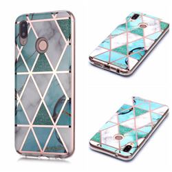 Green White Galvanized Rose Gold Marble Phone Back Cover for Huawei P20 Lite