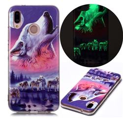 Wolf Howling Noctilucent Soft TPU Back Cover for Huawei P20 Lite