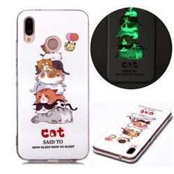 Cute Cat Noctilucent Soft TPU Back Cover for Huawei P20 Lite