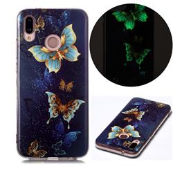 Golden Butterflies Noctilucent Soft TPU Back Cover for Huawei P20 Lite