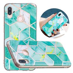 Green Glitter Painted Marble Electroplating Protective Case for Huawei P20 Lite