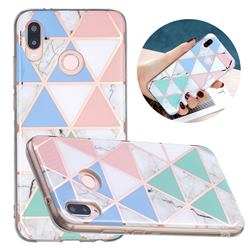 Fresh Triangle Painted Marble Electroplating Protective Case for Huawei P20 Lite
