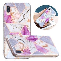 Purple and White Painted Marble Electroplating Protective Case for Huawei P20 Lite