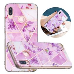 Purple Flower Painted Marble Electroplating Protective Case for Huawei P20 Lite