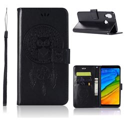 Intricate Embossing Owl Campanula Leather Wallet Case for Huawei P20 Lite - Black