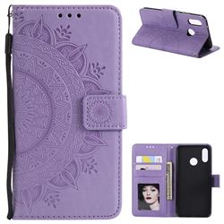 Intricate Embossing Datura Leather Wallet Case for Huawei P20 Lite - Purple