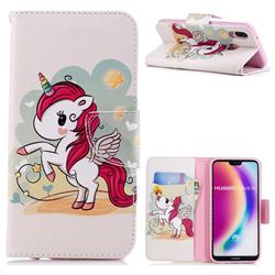 Cloud Star Unicorn Leather Wallet Case for Huawei P20 Lite