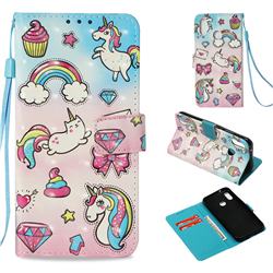 Diamond Pony 3D Painted Leather Wallet Case for Huawei P20 Lite