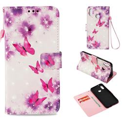 Stamen Butterfly 3D Painted Leather Wallet Case for Huawei P20 Lite