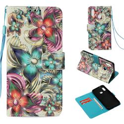 Kaleidoscope Flower 3D Painted Leather Wallet Case for Huawei P20 Lite
