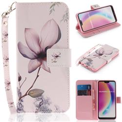 Magnolia Flower Hand Strap Leather Wallet Case for Huawei P20 Lite