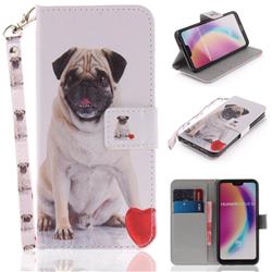 Pug Dog Hand Strap Leather Wallet Case for Huawei P20 Lite