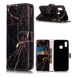 Black Gold Marble PU Leather Wallet Case for Huawei P20 Lite