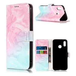 Pink Green Marble PU Leather Wallet Case for Huawei P20 Lite