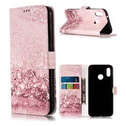 Glittering Rose Gold PU Leather Wallet Case for Huawei P20 Lite
