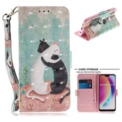 Black and White Cat 3D Painted Leather Wallet Phone Case for Huawei P20 Lite