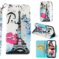 Lip Tower Big Metal Buckle PU Leather Wallet Phone Case for Huawei P20 Lite