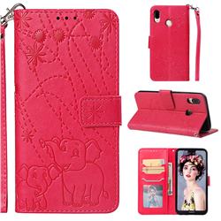 Embossing Fireworks Elephant Leather Wallet Case for Huawei P20 Lite - Red