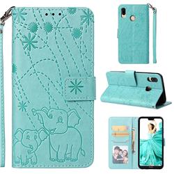 Embossing Fireworks Elephant Leather Wallet Case for Huawei P20 Lite - Green