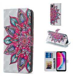 Mandara Flower 3D Painted Leather Phone Wallet Case for Huawei P20 Lite