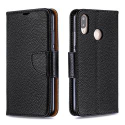 Classic Luxury Litchi Leather Phone Wallet Case for Huawei P20 Lite - Black
