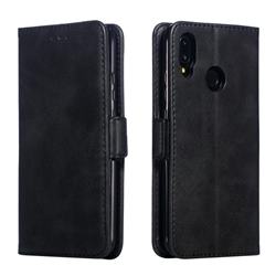 Retro Classic Calf Pattern Leather Wallet Phone Case for Huawei P20 Lite - Black