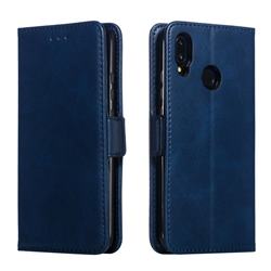 Retro Classic Calf Pattern Leather Wallet Phone Case for Huawei P20 Lite - Blue