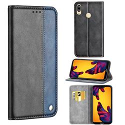 Classic Business Ultra Slim Magnetic Sucking Stitching Flip Cover for Huawei P20 Lite - Blue