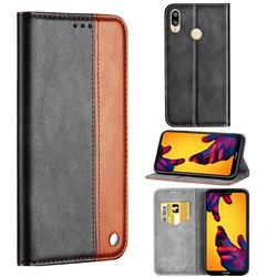 Classic Business Ultra Slim Magnetic Sucking Stitching Flip Cover for Huawei P20 Lite - Brown