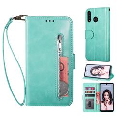 Retro Calfskin Zipper Leather Wallet Case Cover for Huawei P20 Lite - Mint Green