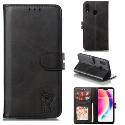Embossing Happy Cat Leather Wallet Case for Huawei P20 Lite - Black