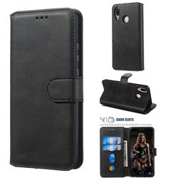 Retro Calf Matte Leather Wallet Phone Case for Huawei P20 Lite - Black