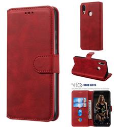 Retro Calf Matte Leather Wallet Phone Case for Huawei P20 Lite - Red