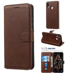 Retro Calf Matte Leather Wallet Phone Case for Huawei P20 Lite - Brown