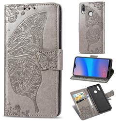 Embossing Mandala Flower Butterfly Leather Wallet Case for Huawei P20 Lite - Gray