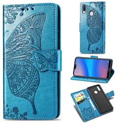 Embossing Mandala Flower Butterfly Leather Wallet Case for Huawei P20 Lite - Blue