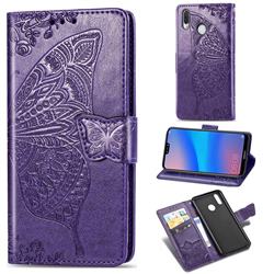 Embossing Mandala Flower Butterfly Leather Wallet Case for Huawei P20 Lite - Dark Purple