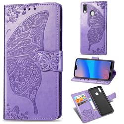Embossing Mandala Flower Butterfly Leather Wallet Case for Huawei P20 Lite - Light Purple