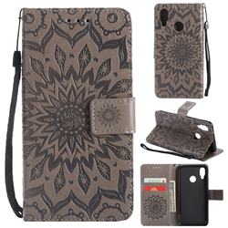 Embossing Sunflower Leather Wallet Case for Huawei P20 Lite - Gray