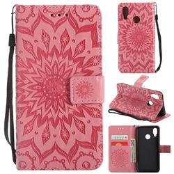 Embossing Sunflower Leather Wallet Case for Huawei P20 Lite - Pink