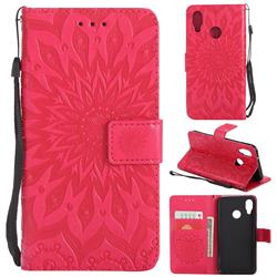 Embossing Sunflower Leather Wallet Case for Huawei P20 Lite - Red