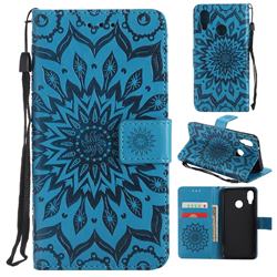 Embossing Sunflower Leather Wallet Case for Huawei P20 Lite - Blue